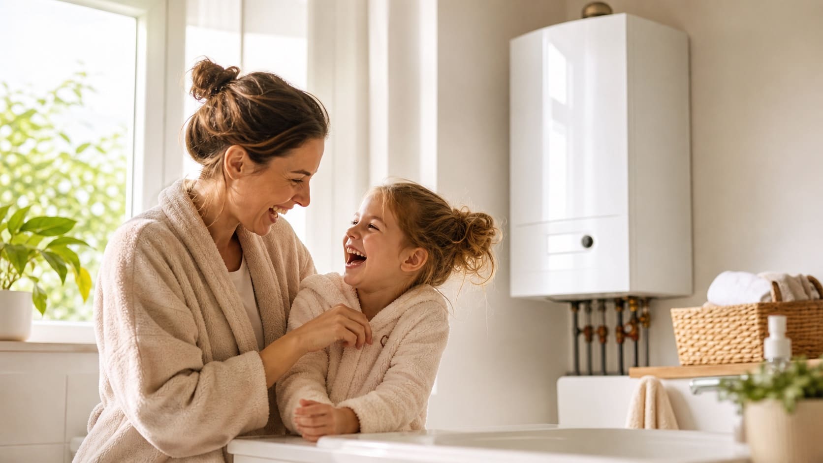 Glückliche Familie in einem warmen Zuhause