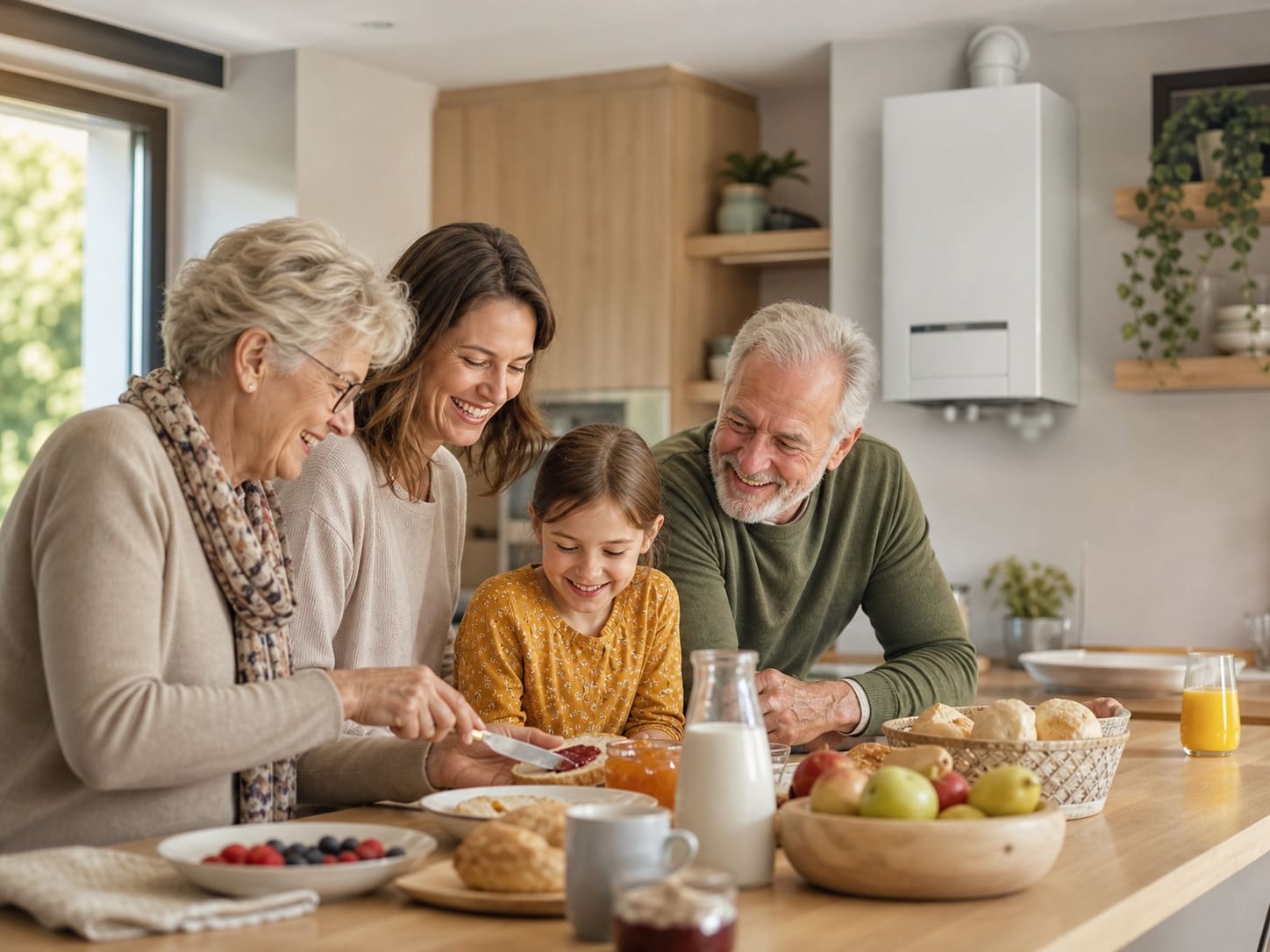 Mehrgenerationen-Familie in einer warmen Küche