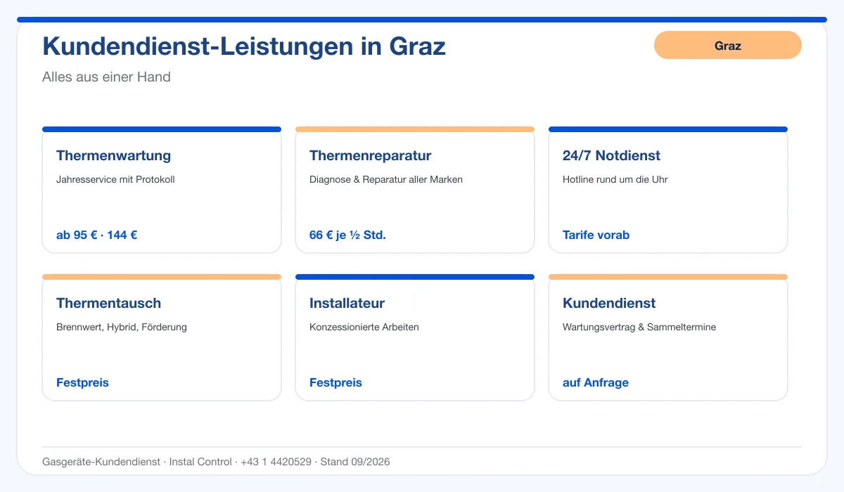Infografik Kundendienst Graz: Leistungen und Preise