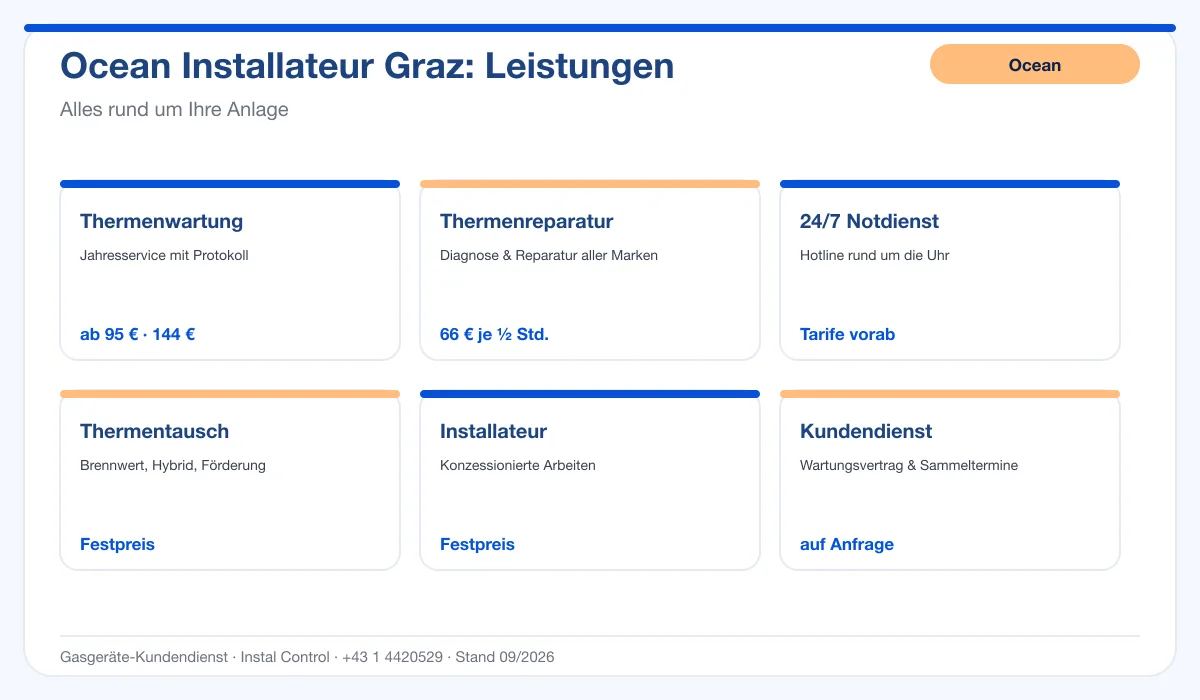 Infografik Ocean Installateur Graz: Leistungen und Preise
