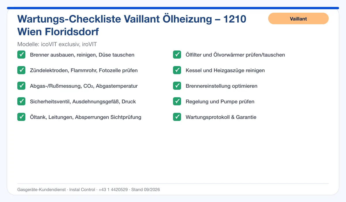 Infografik Vaillant Ölheizung 1210 Wien Floridsdorf: Wartungs-Checkliste
