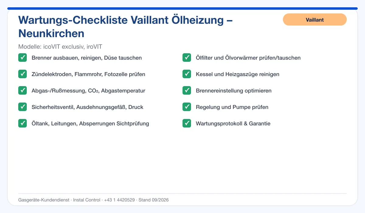 Infografik Vaillant Ölheizung Neunkirchen: Wartungs-Checkliste