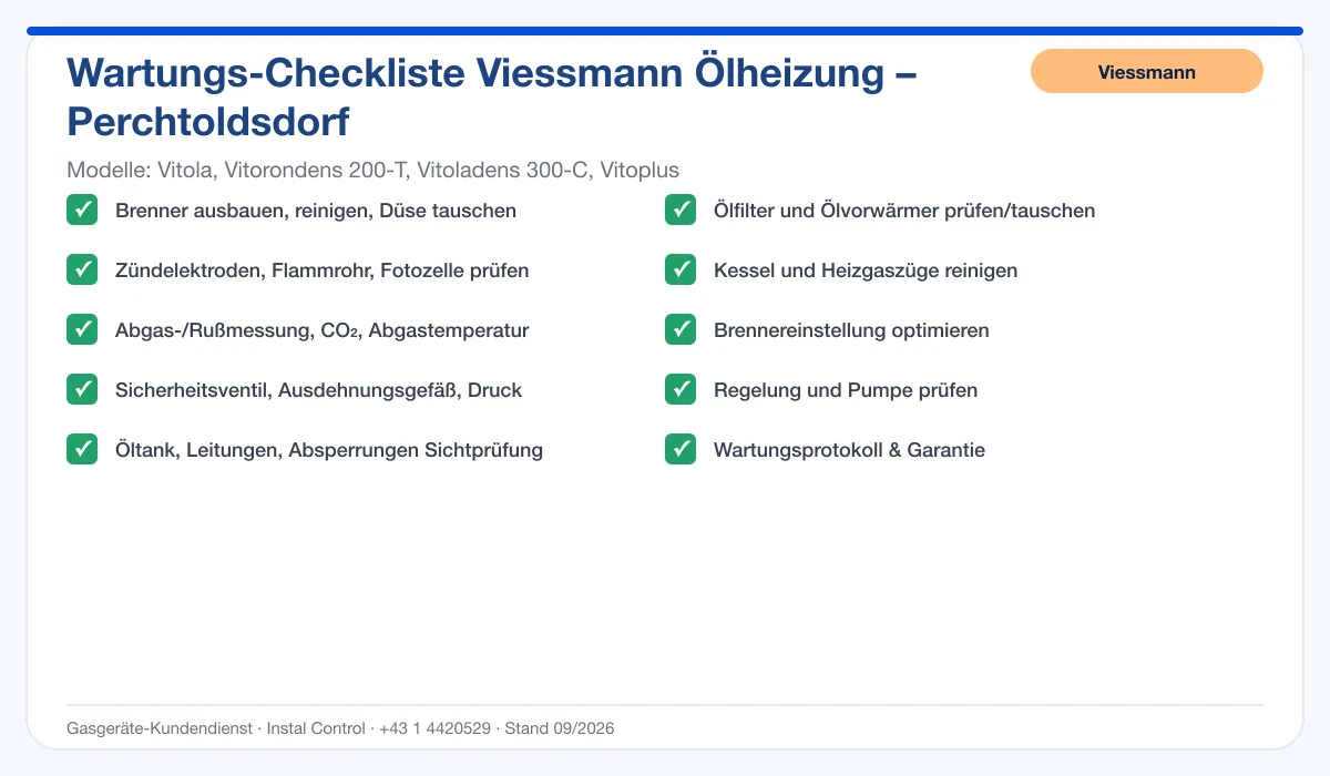 Infografik Viessmann Ölheizung Perchtoldsdorf: Wartungs-Checkliste