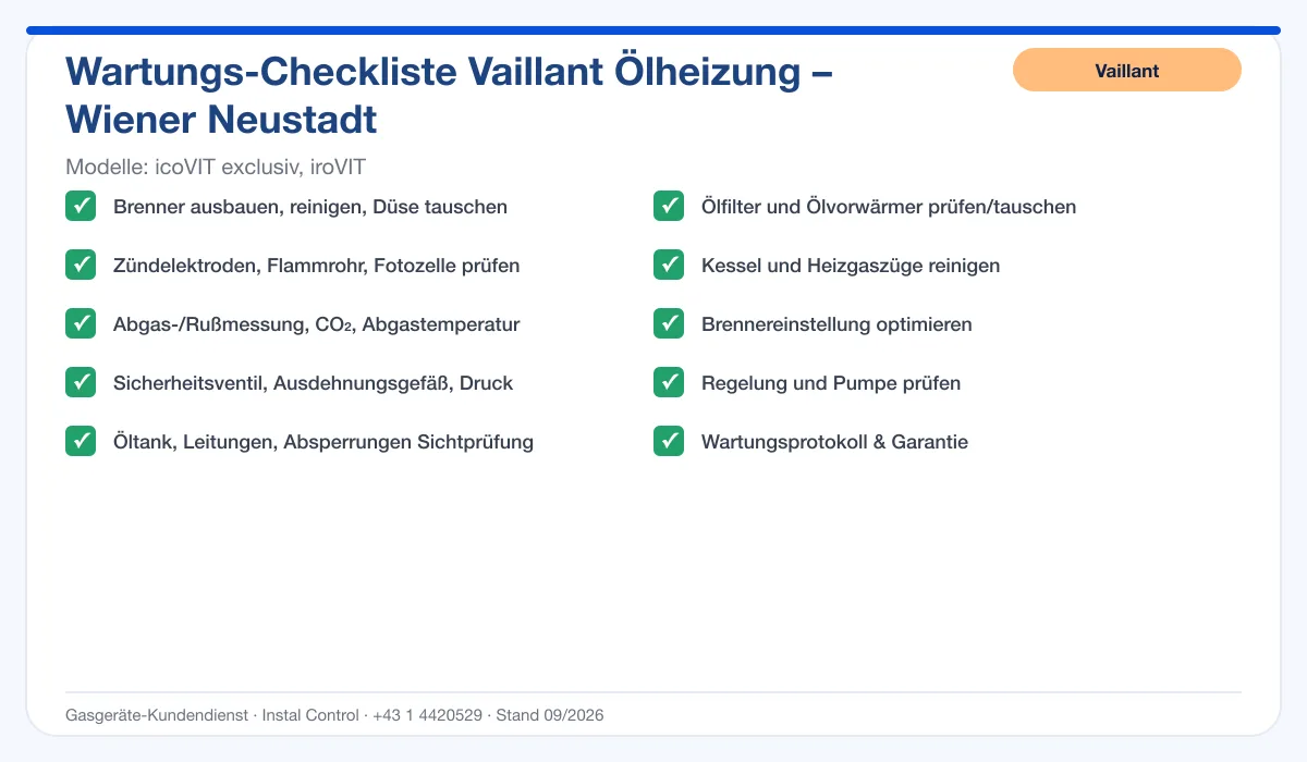 Infografik Vaillant Ölheizung Wiener Neustadt: Wartungs-Checkliste