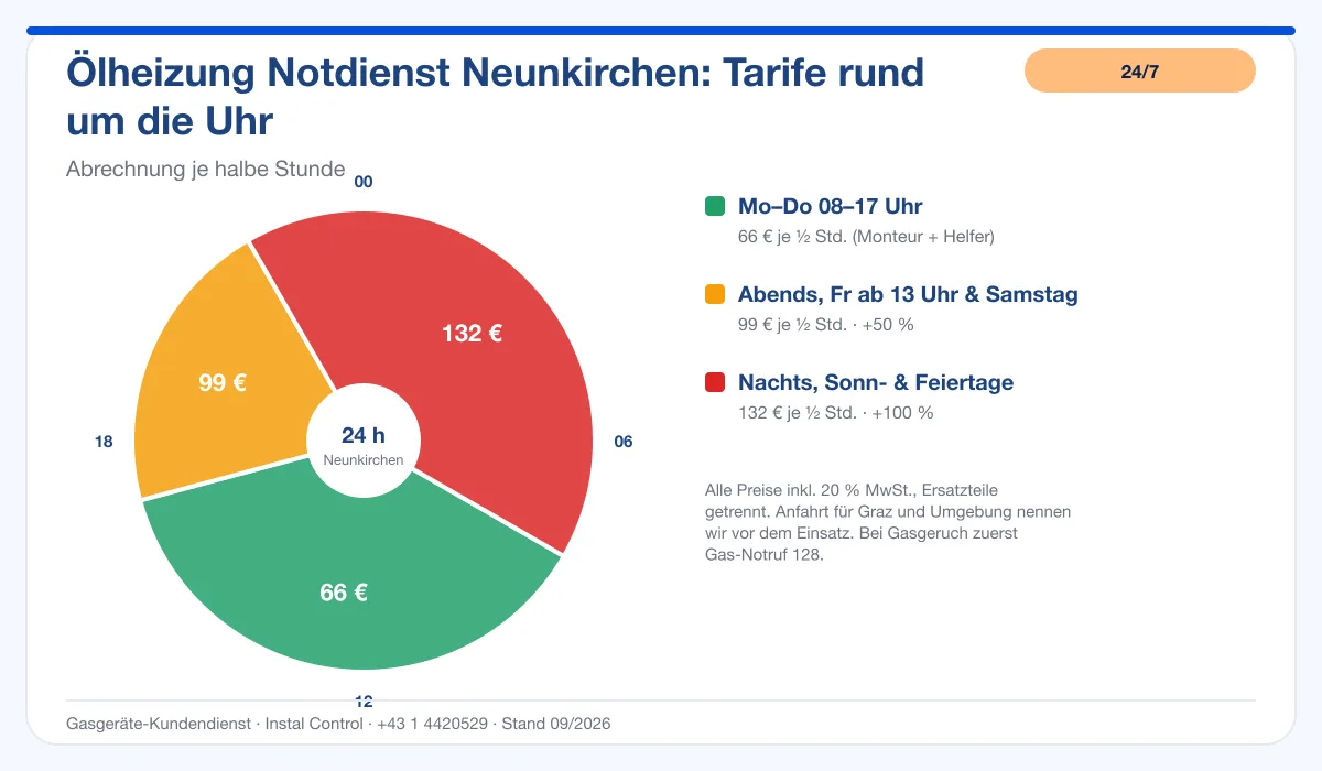 Infografik Ölheizung Notdienst Neunkirchen: Notdienst-Tarife rund um die Uhr
