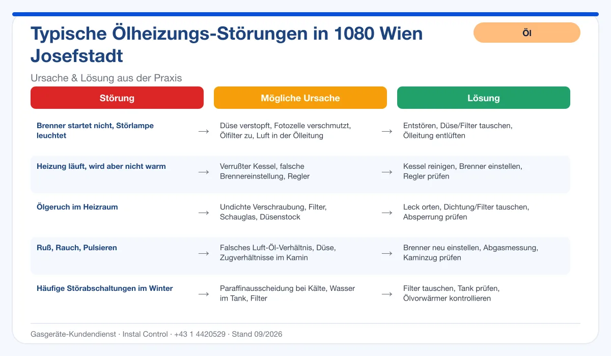 Infografik Ölheizung Reparatur 1080 Wien Josefstadt: typische Störungen, Ursachen, Lösungen