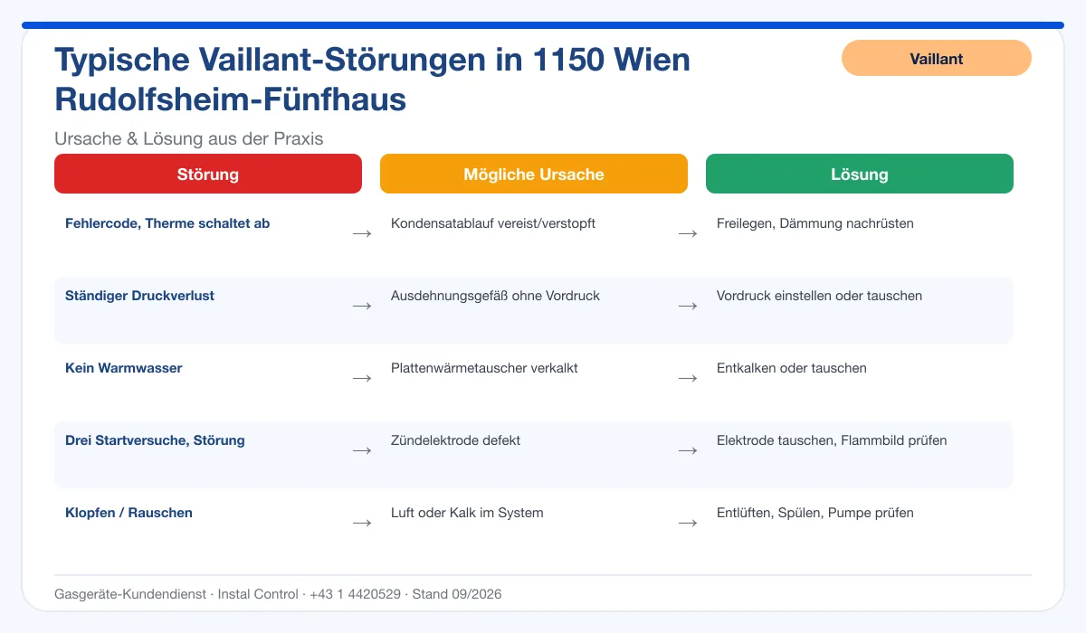 Infografik Vaillant Thermenreparatur 1150 Wien Rudolfsheim-Fünfhaus: typische Störungen, Ursachen und Lösungen