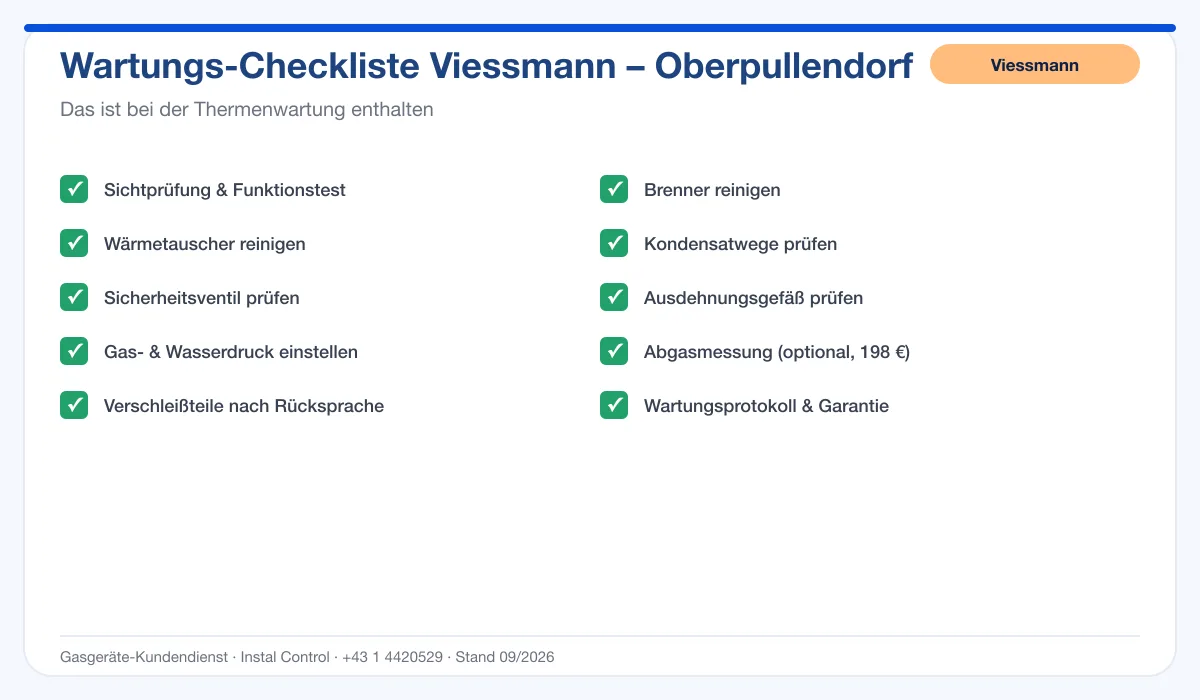 Infografik Viessmann Thermenwartung Oberpullendorf: Wartungs-Checkliste mit 10 enthaltenen Leistungen